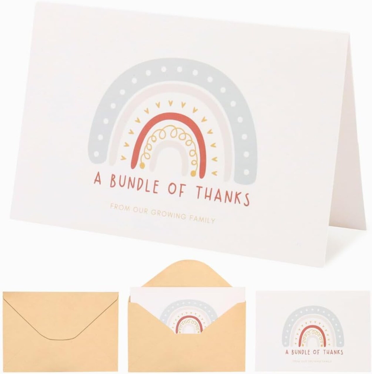 Baby Shower Thank You Cards with Envelopes, 30 Pack, Baby Girl Shower, Baby Boy Shower
